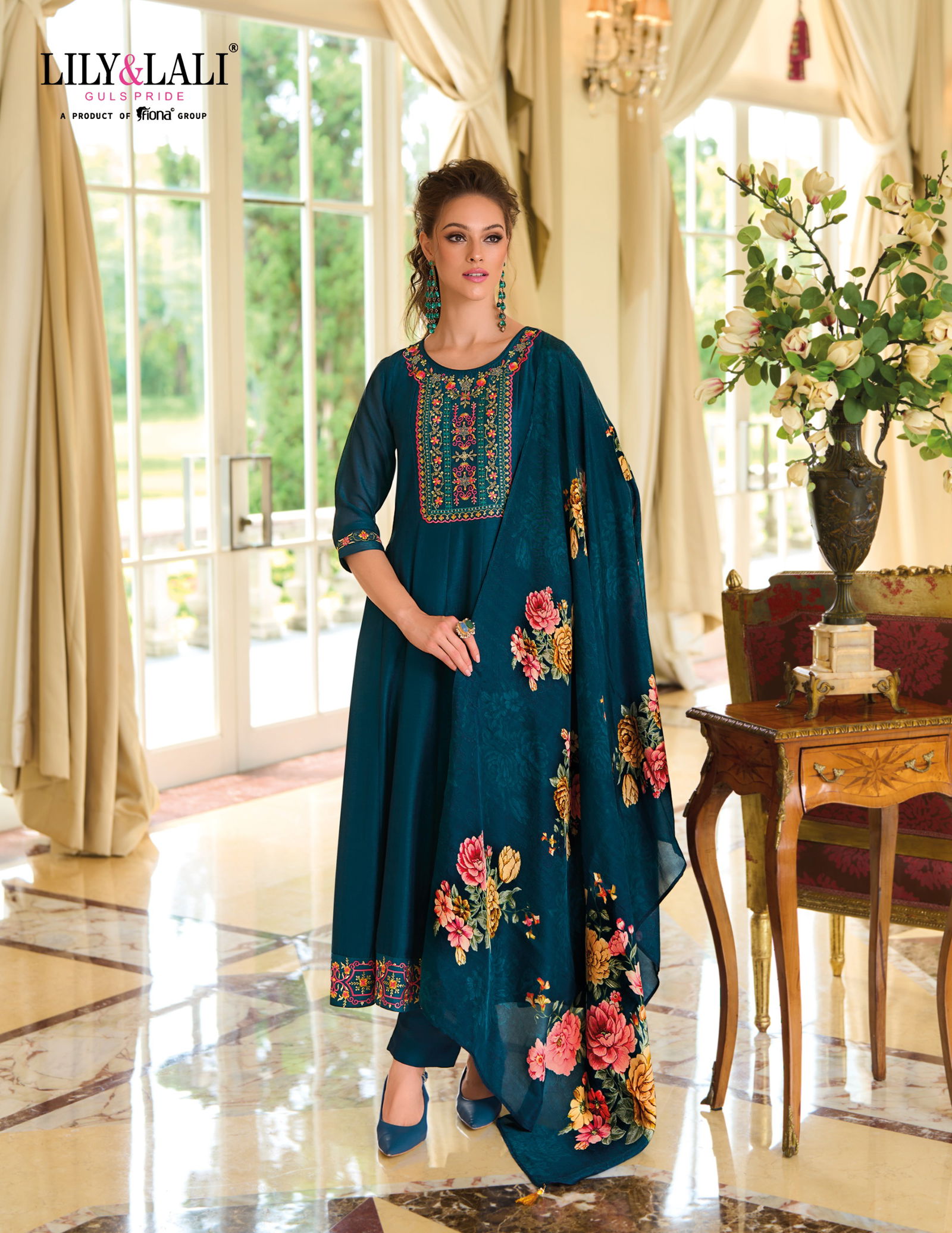 Begum Jaan By Lily And Lali Vichitra Silk Anarkali Kurti With Bottom Dupatta Wholesale Online